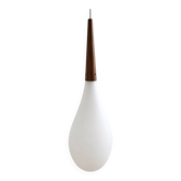 Suspension vintage en opaline et plastique effet bois – années 60/70