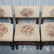 Victorian Floral Tapestry Dining Chairs, England, Set of 6