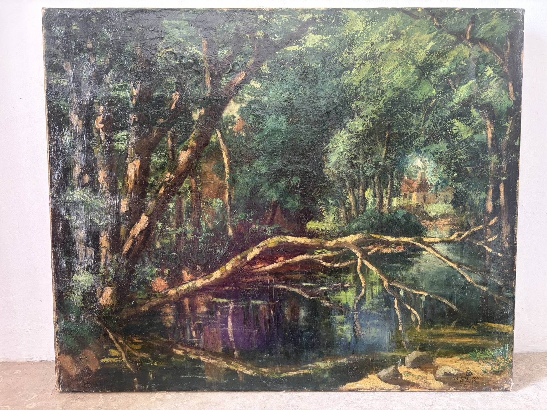 "Study for the fallen tree" oil on canvas signed 1925