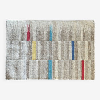 Tapis tissé à la main 100 % laine de 2 x 3 pieds, tapis de porte, côté de lit, décoration murale, entrée, tapis traditionnel indien