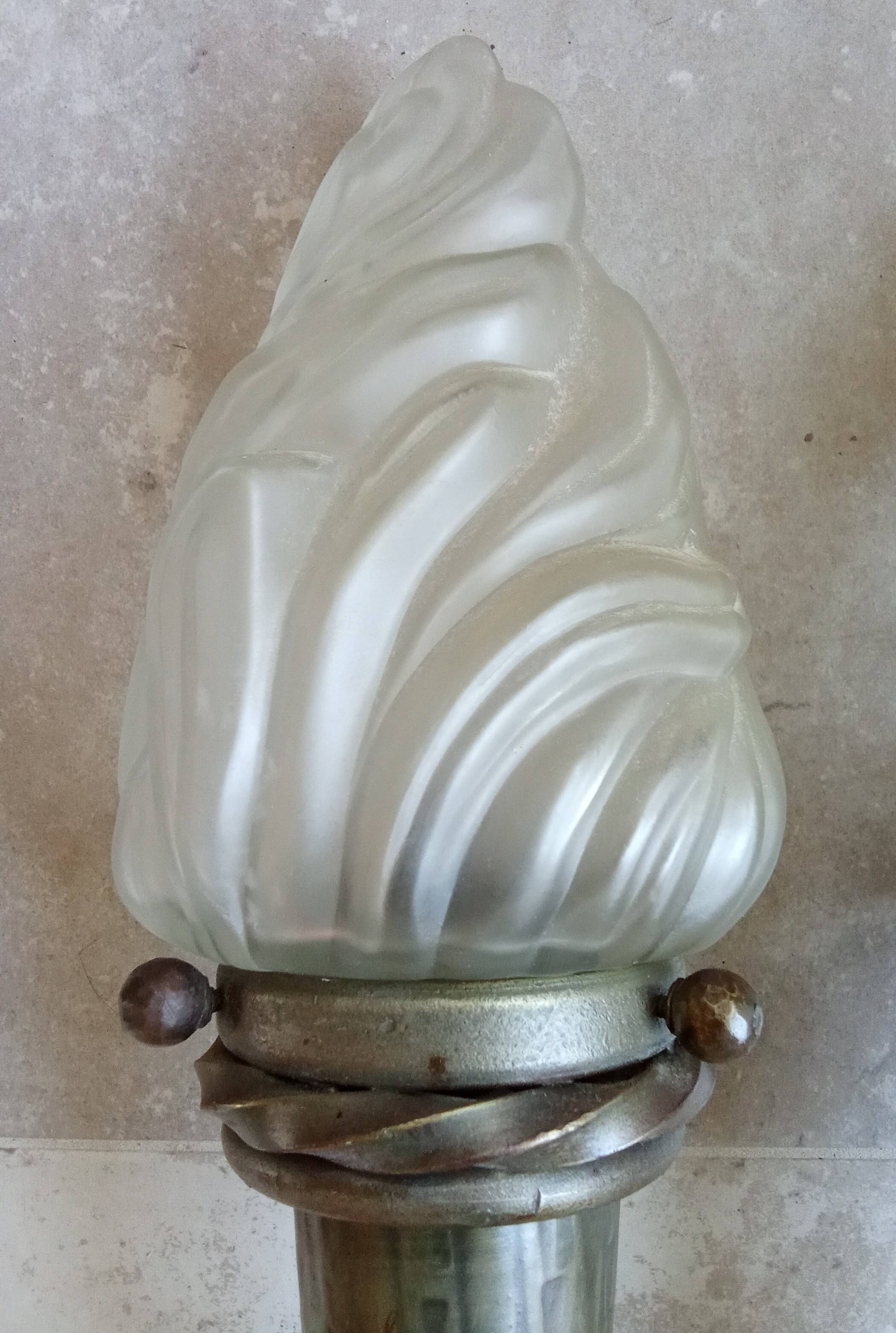 Antique pair of torchiere wall lights and lanterns