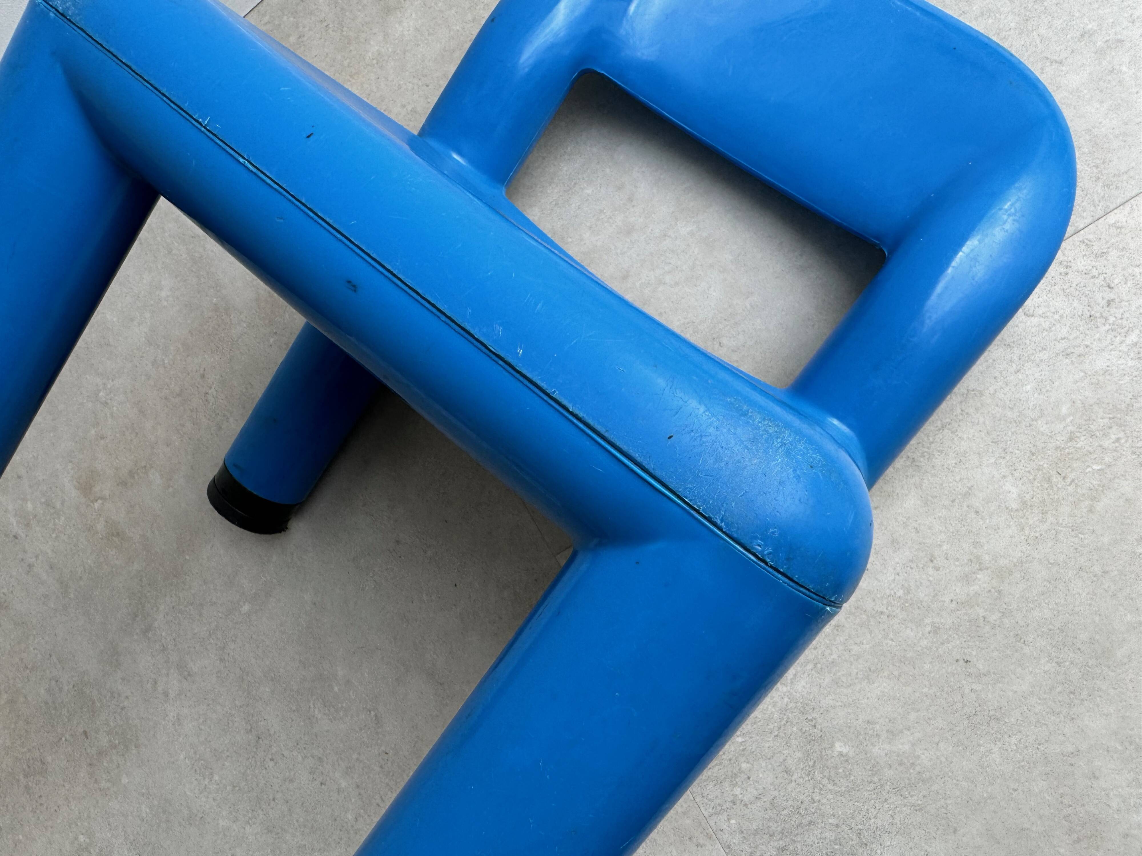 Blue plastic space age kids chair, bold italian design