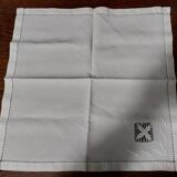 Old white linen tablecloth six day napkins and embroidery 140 X 180 cm