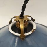 Pair of blue enameled sheet metal pendant lights