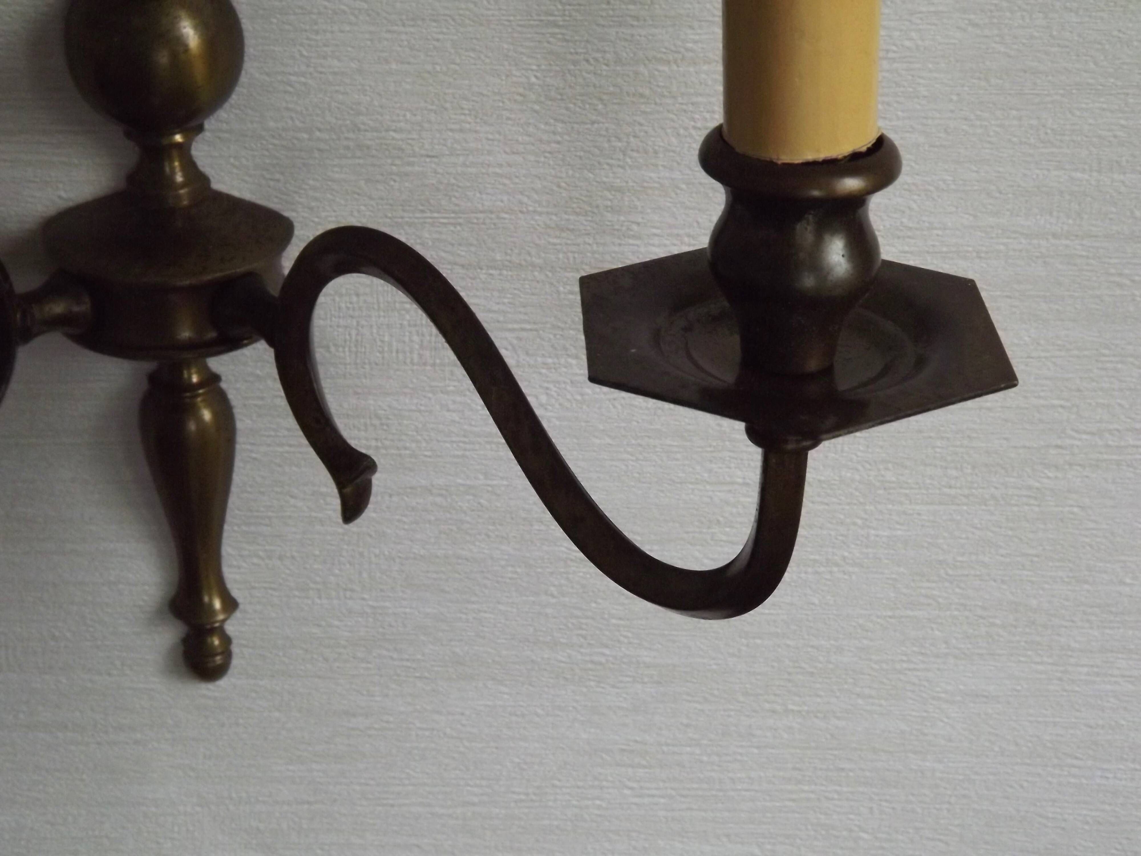 Pair of Double French Vintage Bronze Effect Metal Flemish Wall Lights