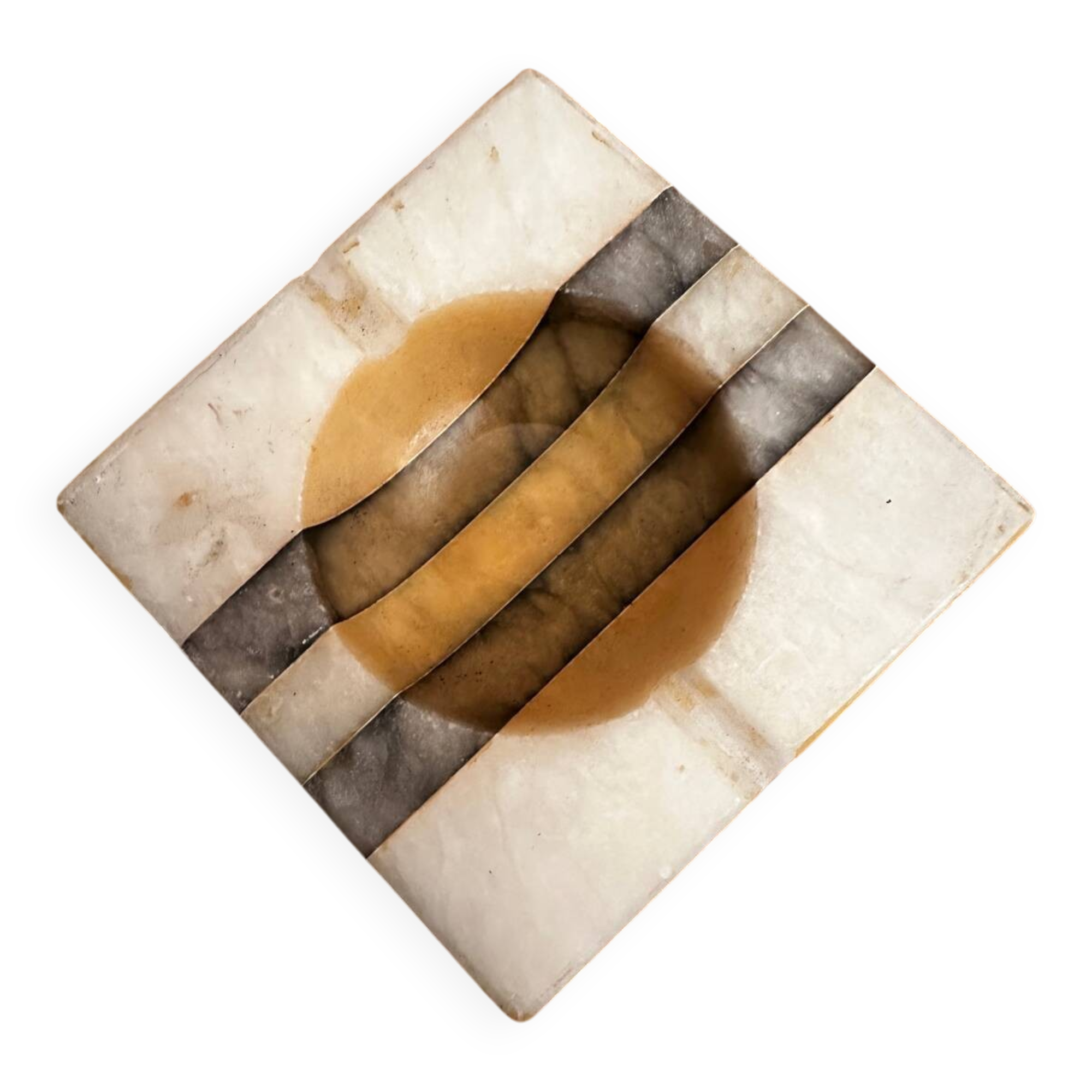 Art Deco ashtray/trinket tray in tricolor marble