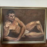 Tableau ancien huile sur panneau : nu acadamique XX eme siecle