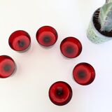 Set of 6 ruby red luminarc rider glasses