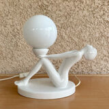 Design lamp in white ceramic and opaline, circa 1980