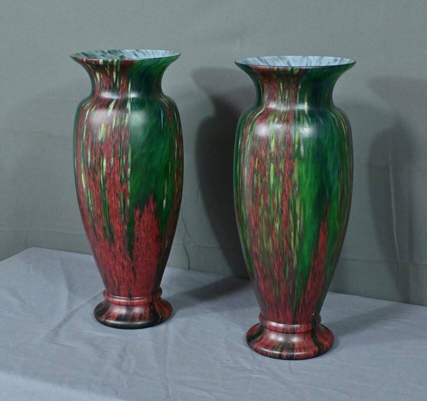 Pair of Glass Paste Vases – Mid 20th Century