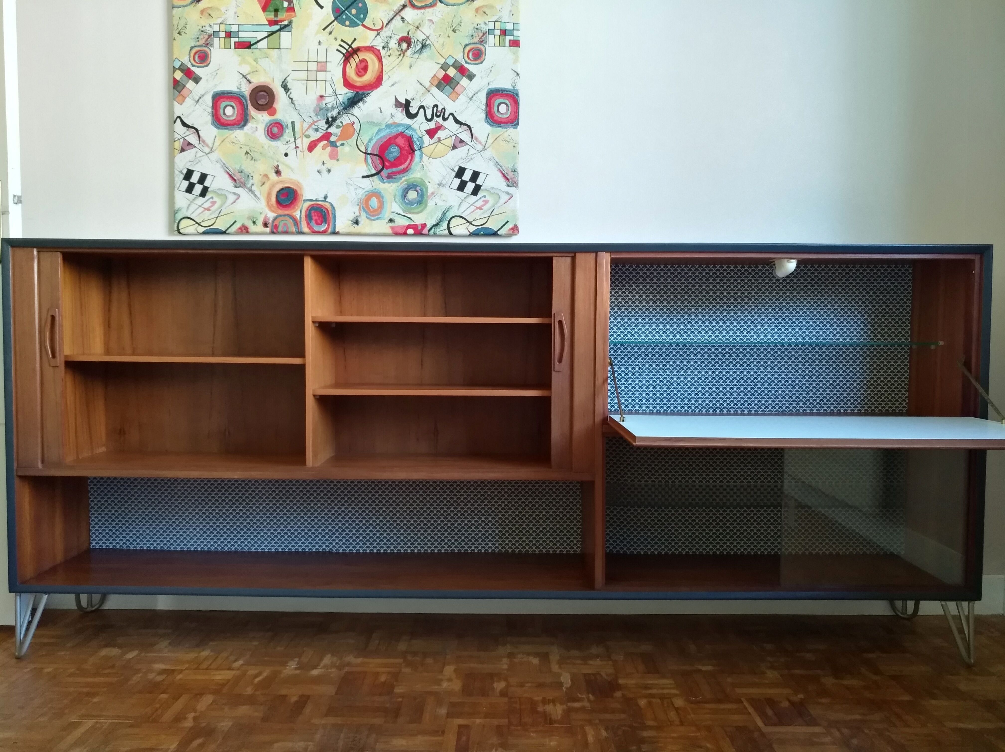Samcom scandinavian sideboard in teak with hairpin legs