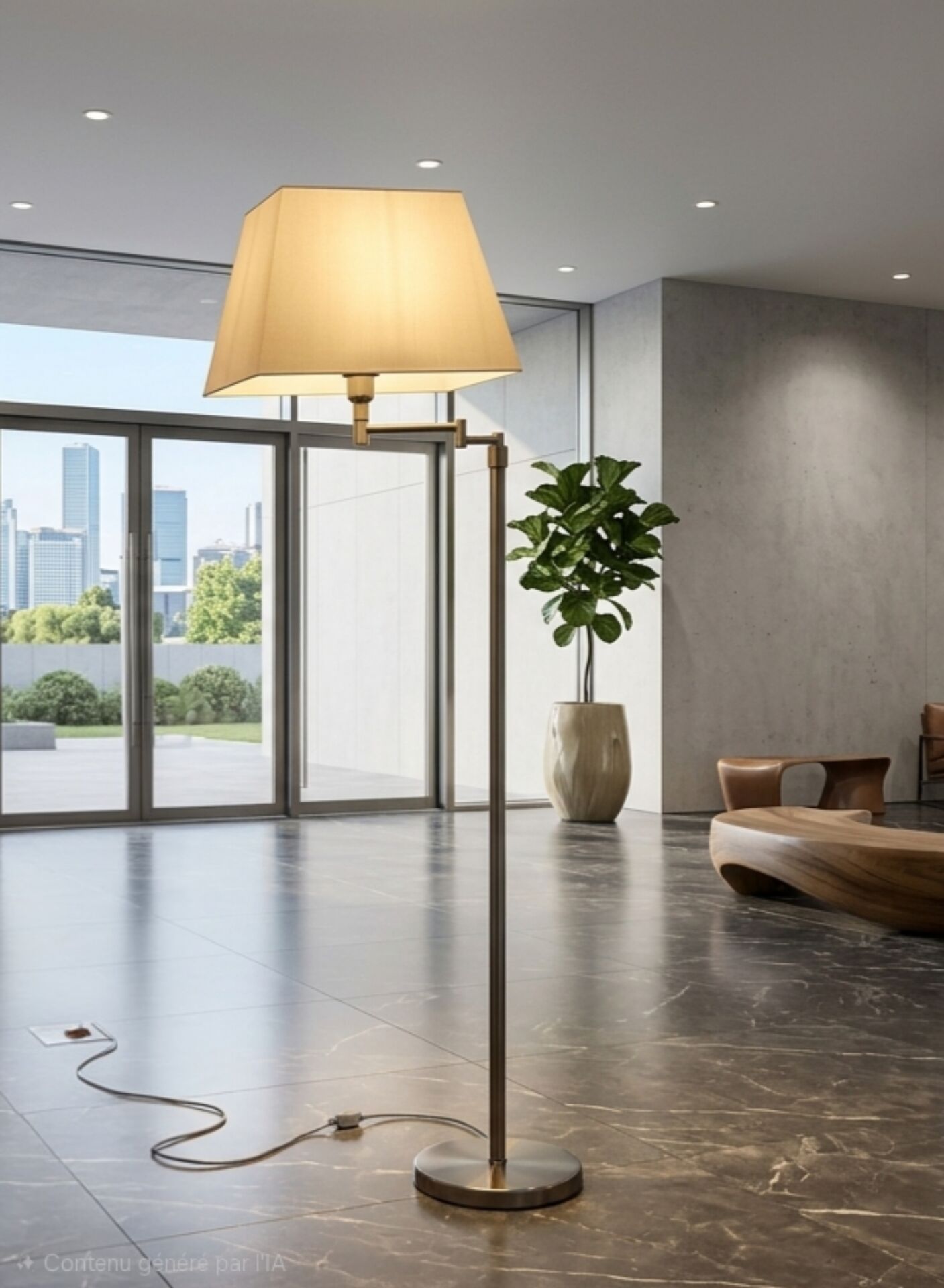 Brushed aluminium designer floor lamp - 90s modernist style