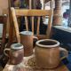 Set of 3 pieces of antique rustic French stoneware ceramic.