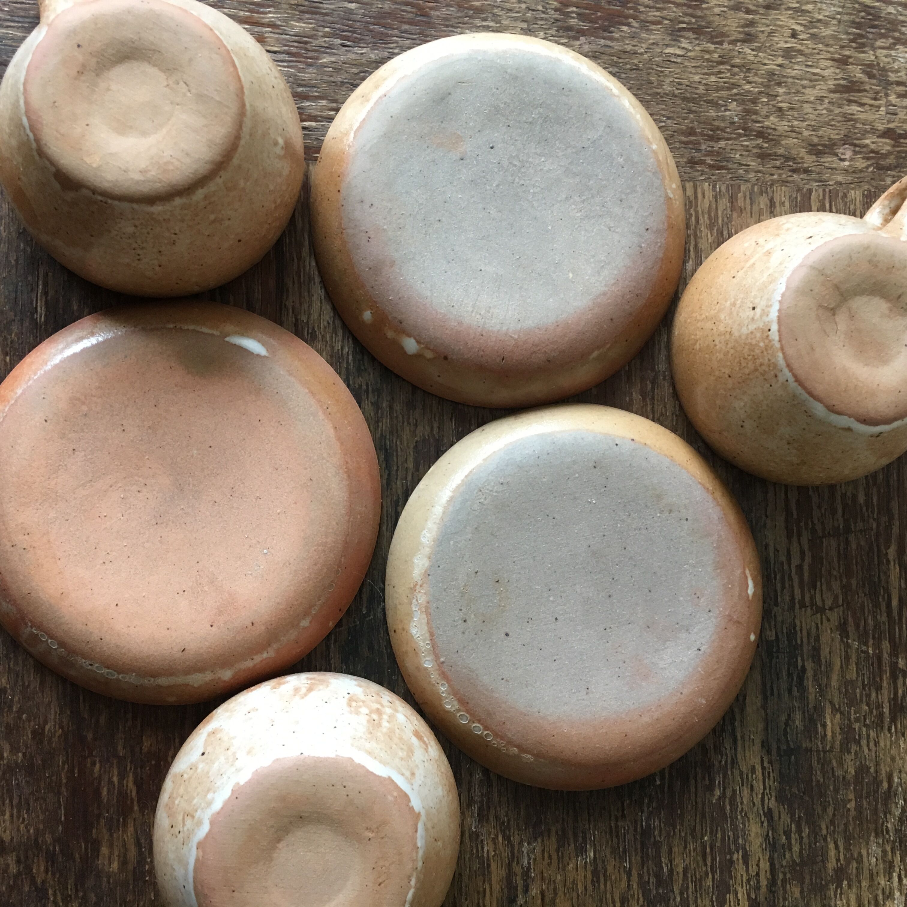 Lot of 3 marbled stoneware coffee mugs
