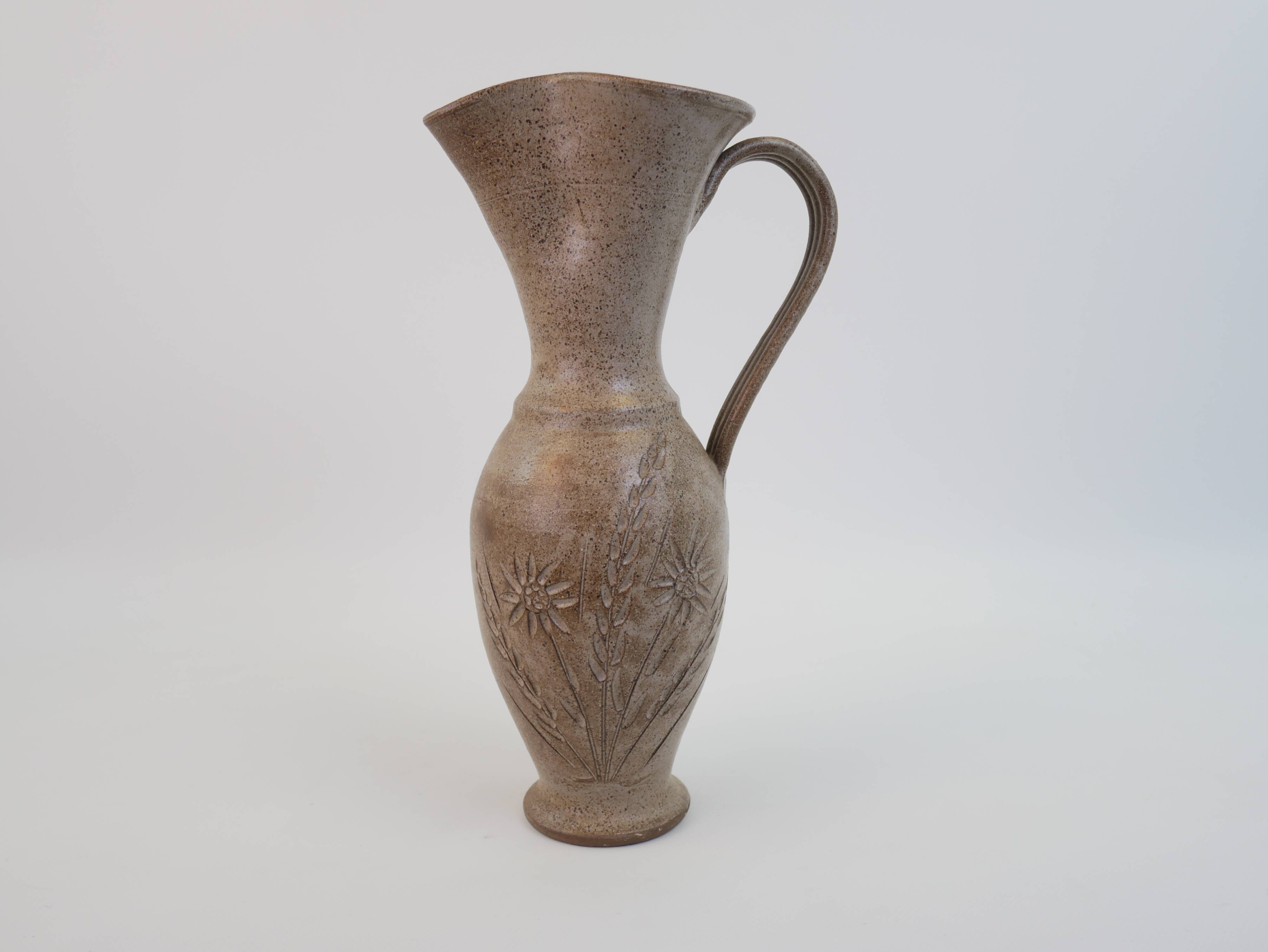 Large chiseled ceramic jug from Vallauris