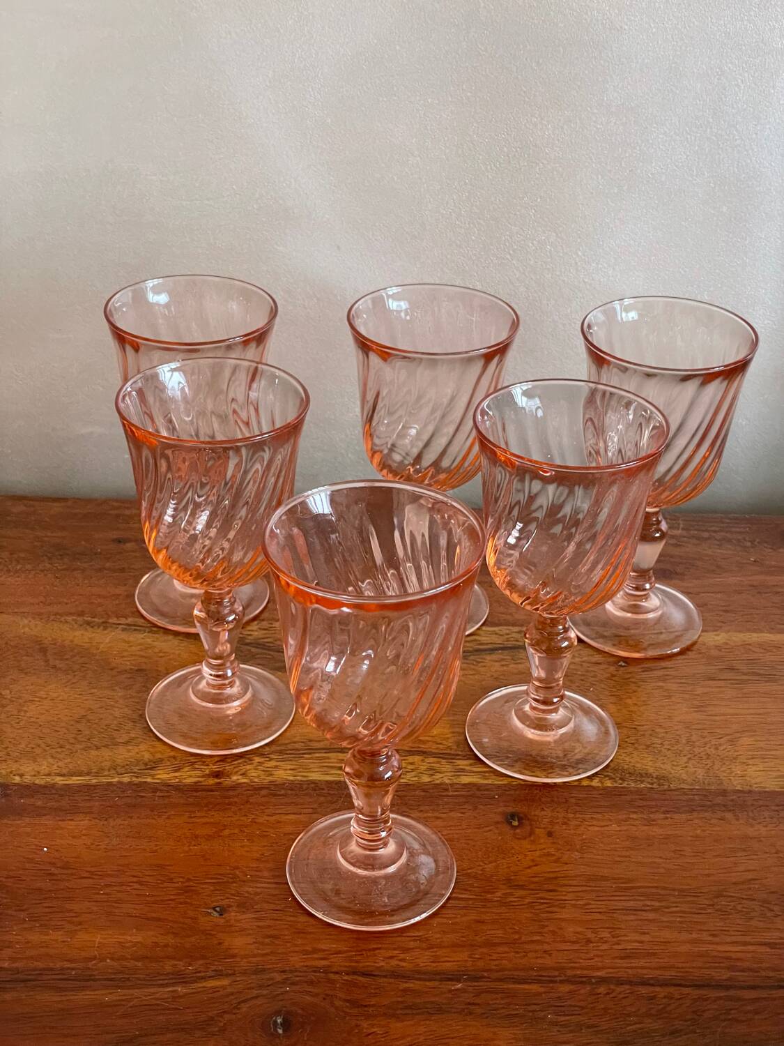 6 small Rosaline glasses