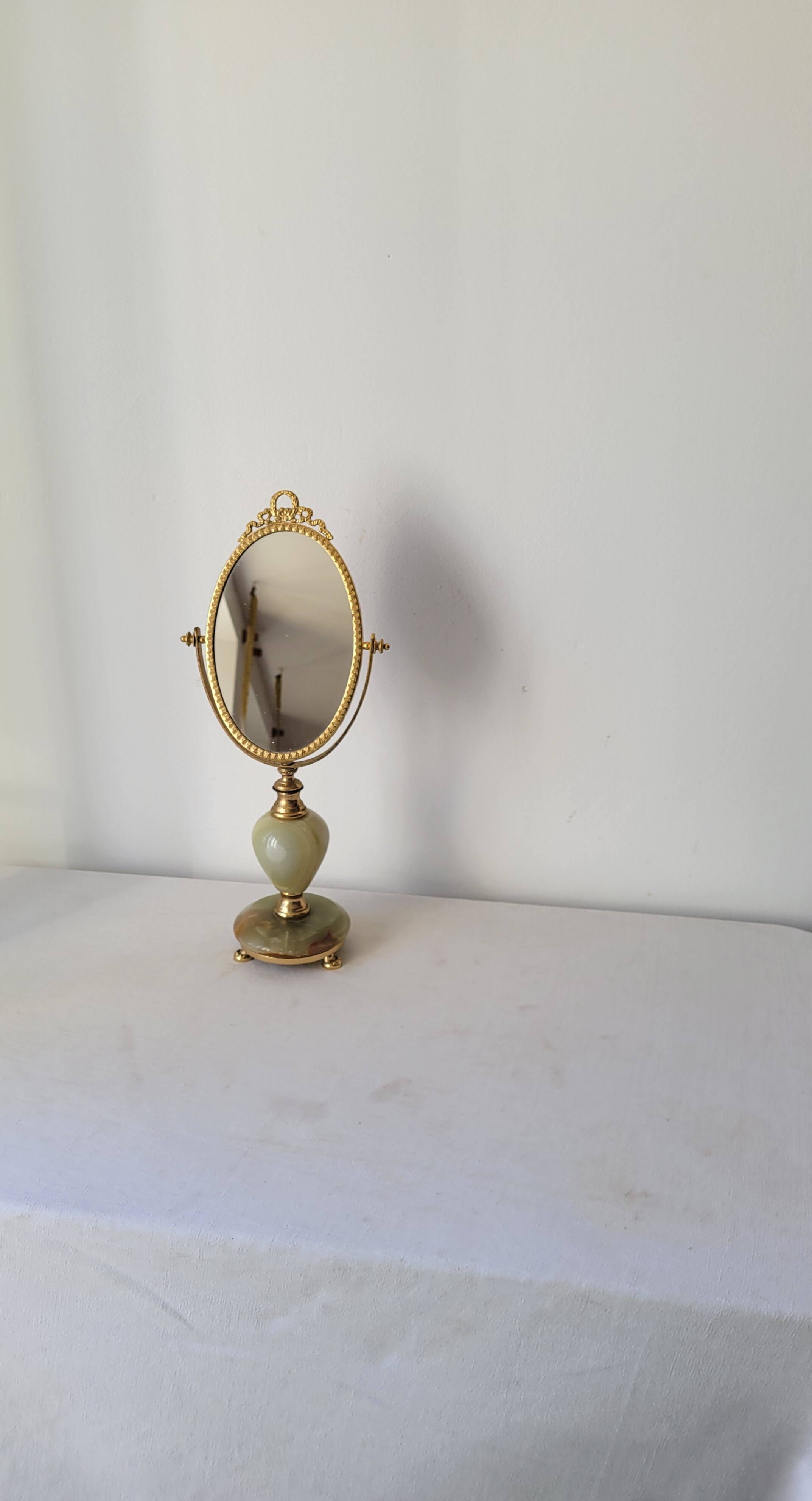 Miroir en onyx et métal doré