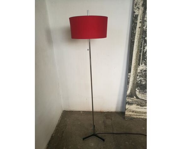 Lampadaire vintage rouge, pied en croix | Selency