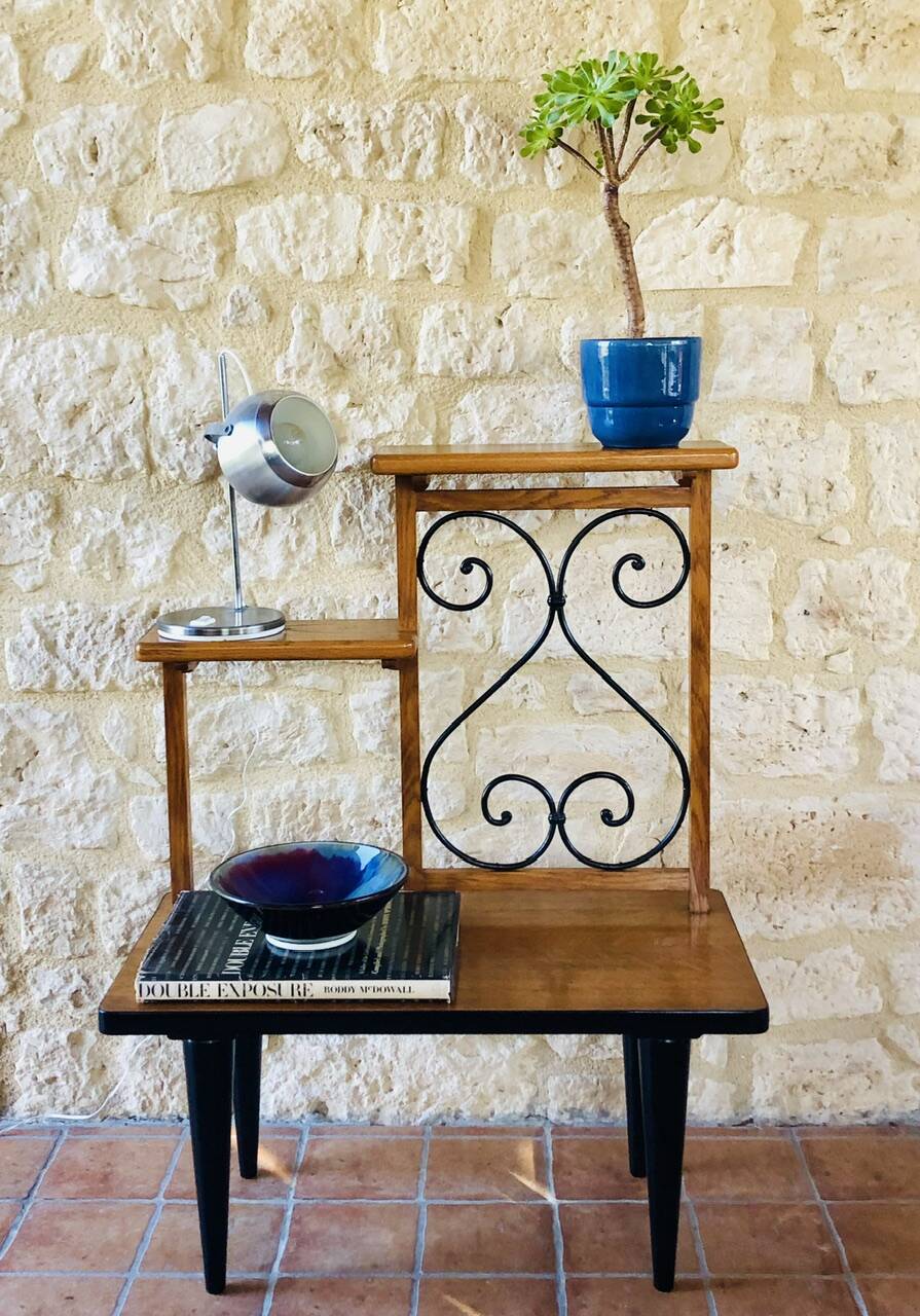 Vintage oak freestanding shelf, Circa 60s