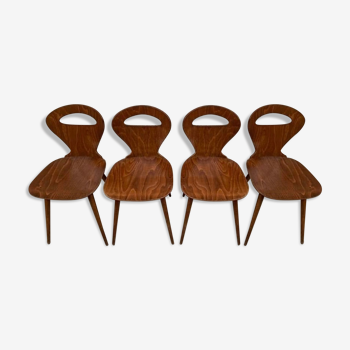 Series of 4 baumann chairs vintage rustic ant from the 1960s