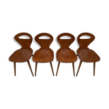 Series of 4 baumann chairs vintage rustic ant from the 1960s