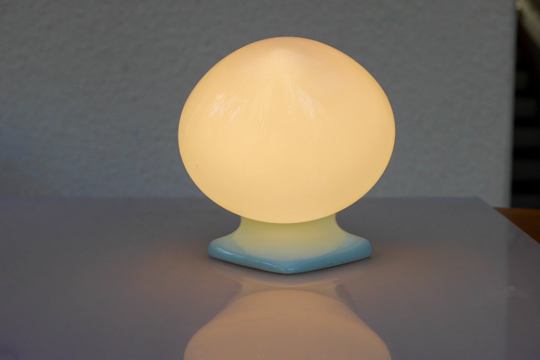 Large mid-century modern pale blue bathroom sconce from Ifö