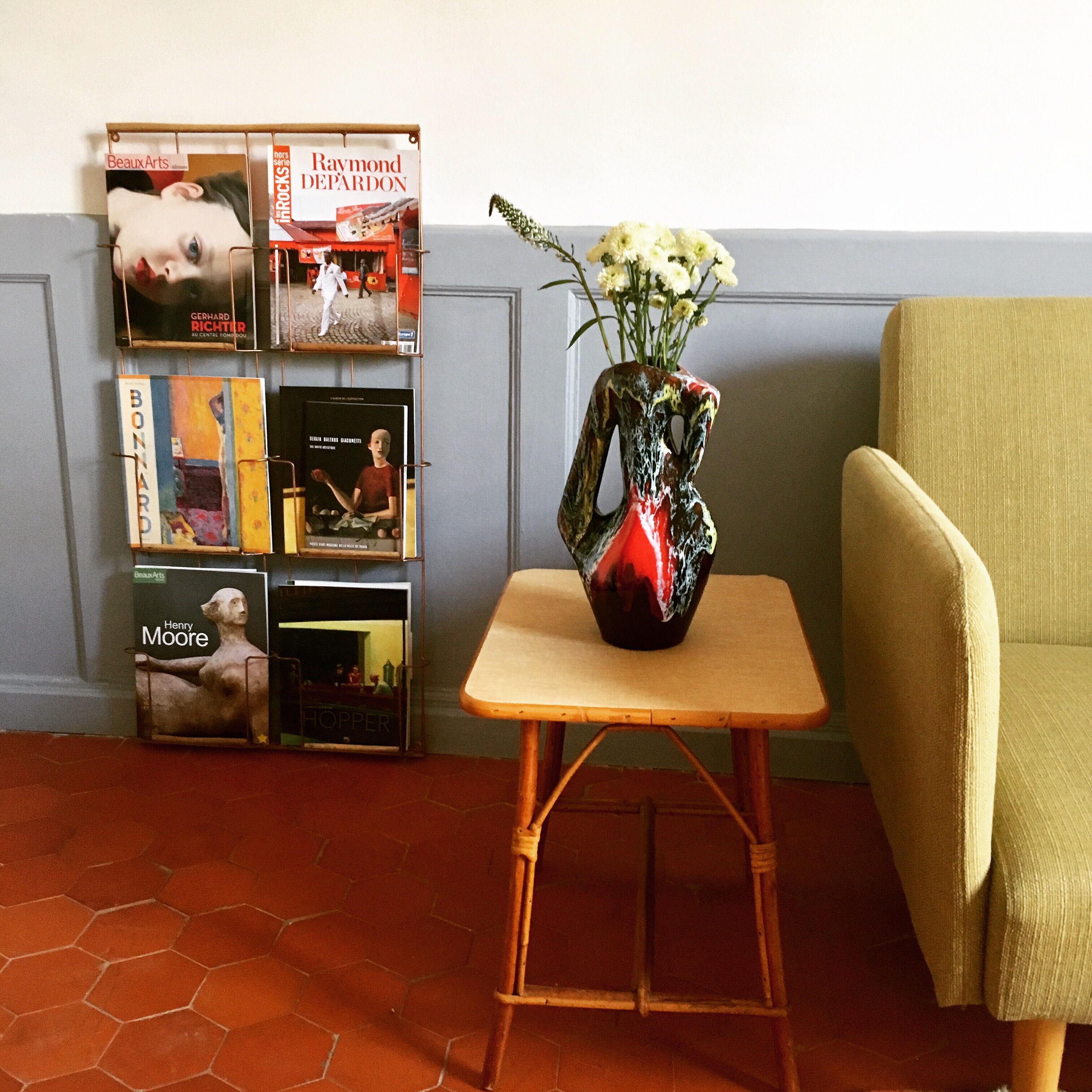Table basse en rotin et osier