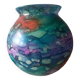 Large lacquered glass ball vase signed Jean-Noël Bouillet