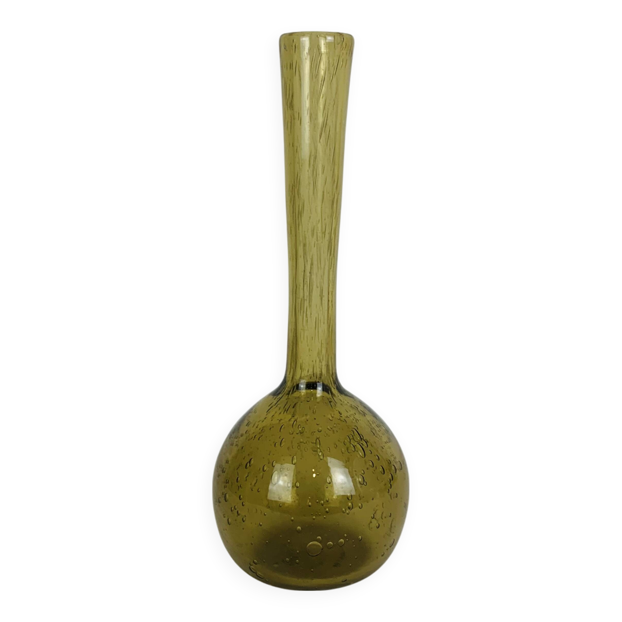 Green bubble glass soliflore vase