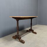 Table de bistrot ancienne française avec plateau en bois d'orme clair
