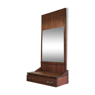 Vintage 1970s Scandinavian shelf mirror in rosewood