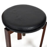 Tabouret danois réglable en hauteur avec cuir noir 1960