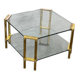 Brass and Glass Coffee Table, 1970s
