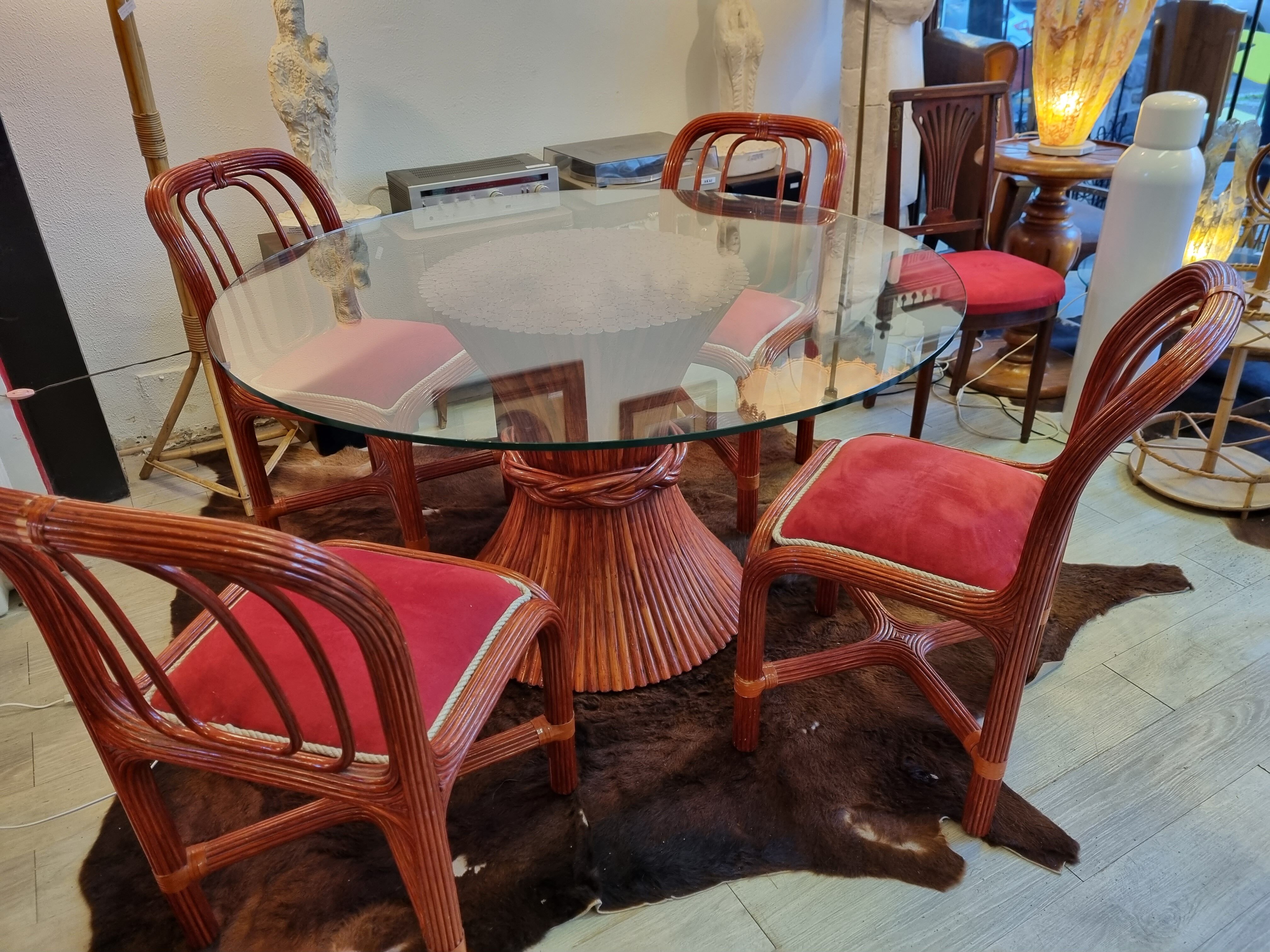 Table & chaises Maugrion Roche Bobois 1980