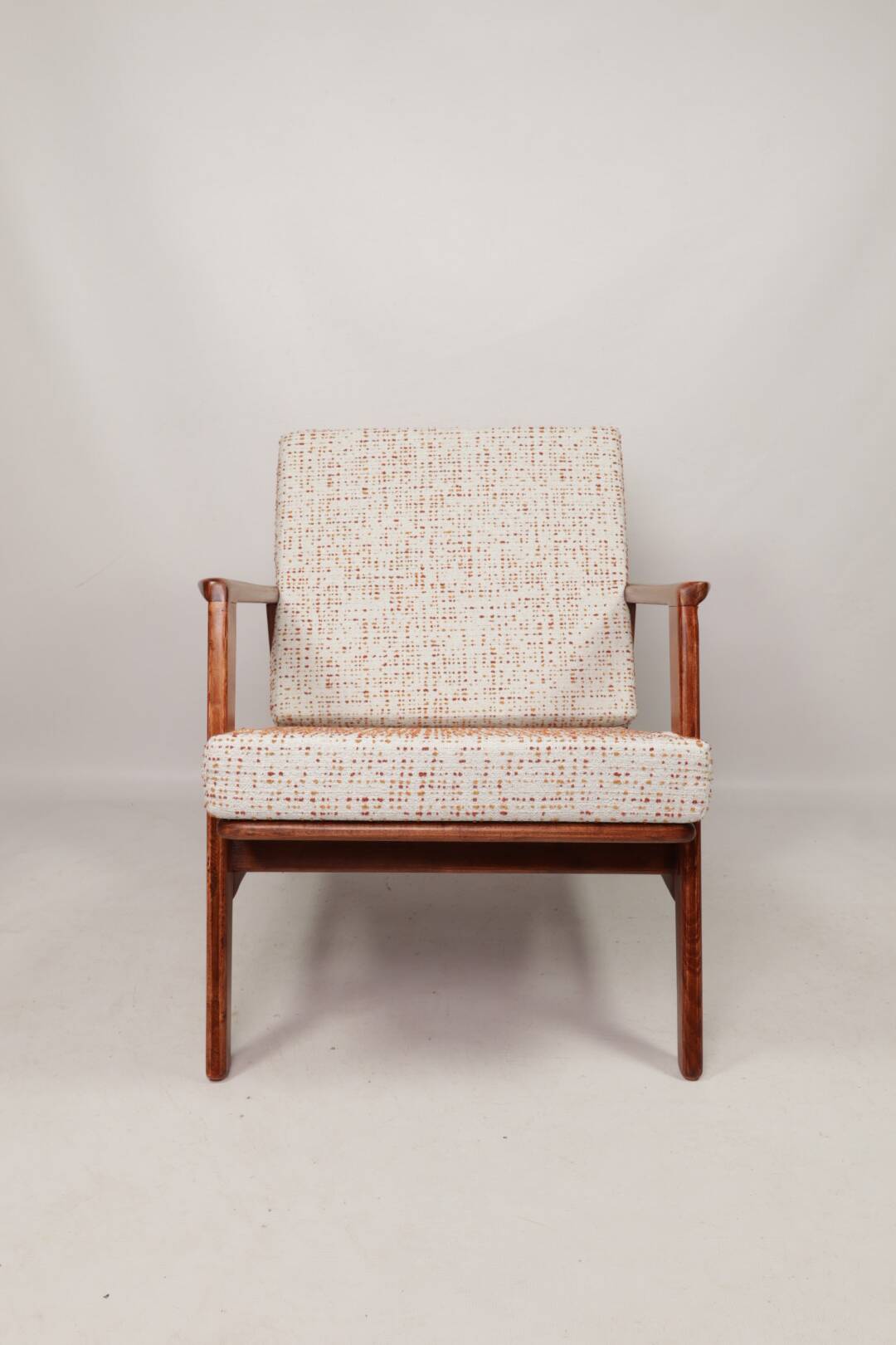 Scandinavian Vintage Armchair With Upholstery Bouclè Cushions Mid Century Design