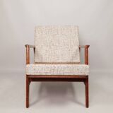Scandinavian Vintage Armchair With Upholstery Bouclè Cushions Mid Century Design