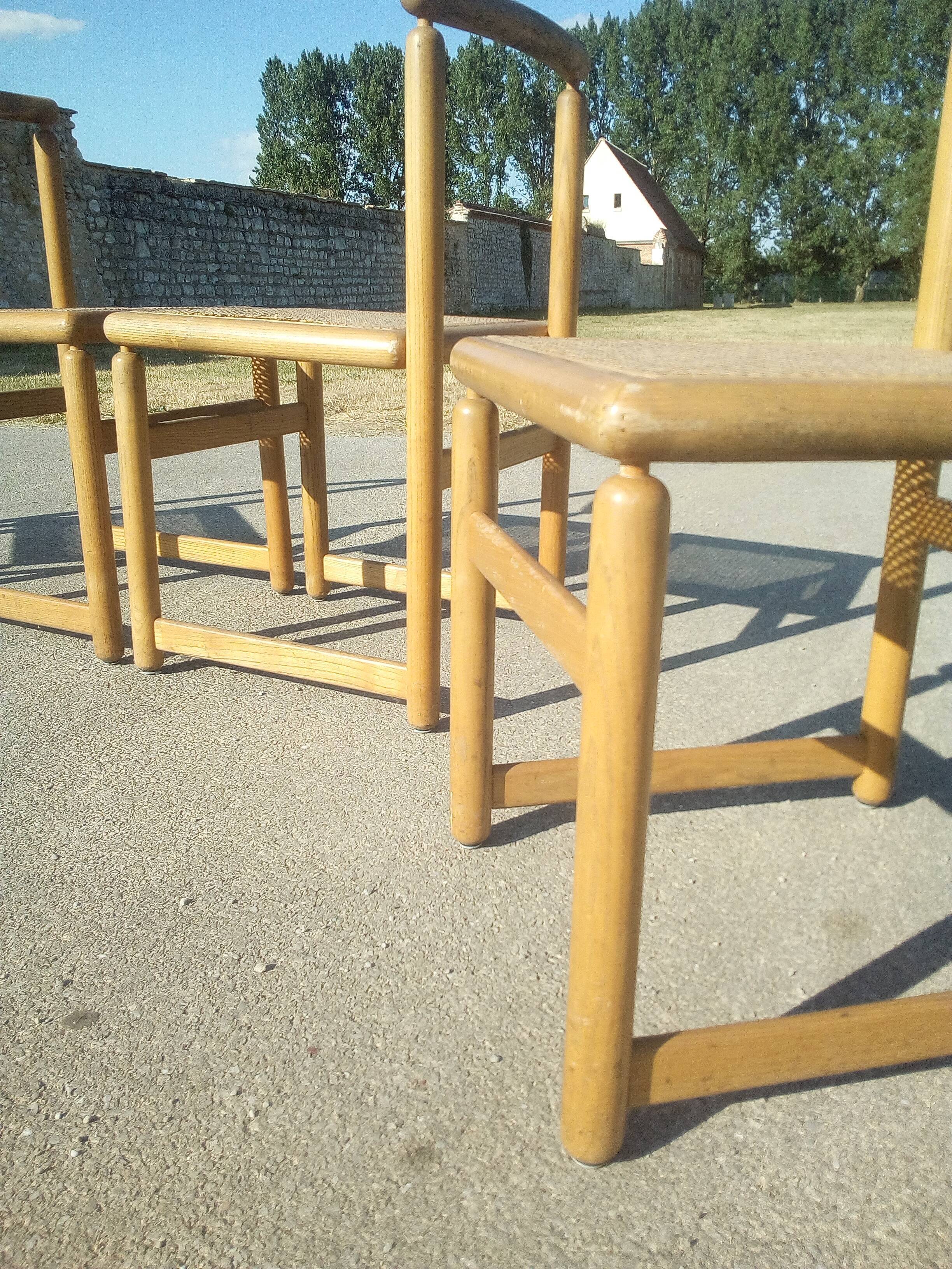 Series of 4 chairs with new canning
