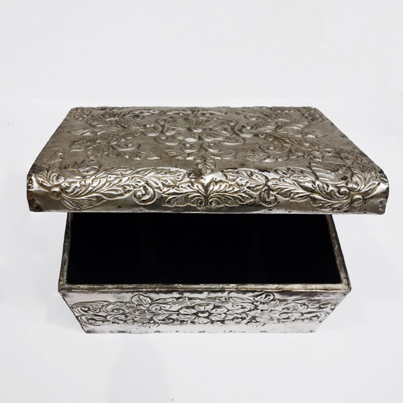 Decorated hammered metal box