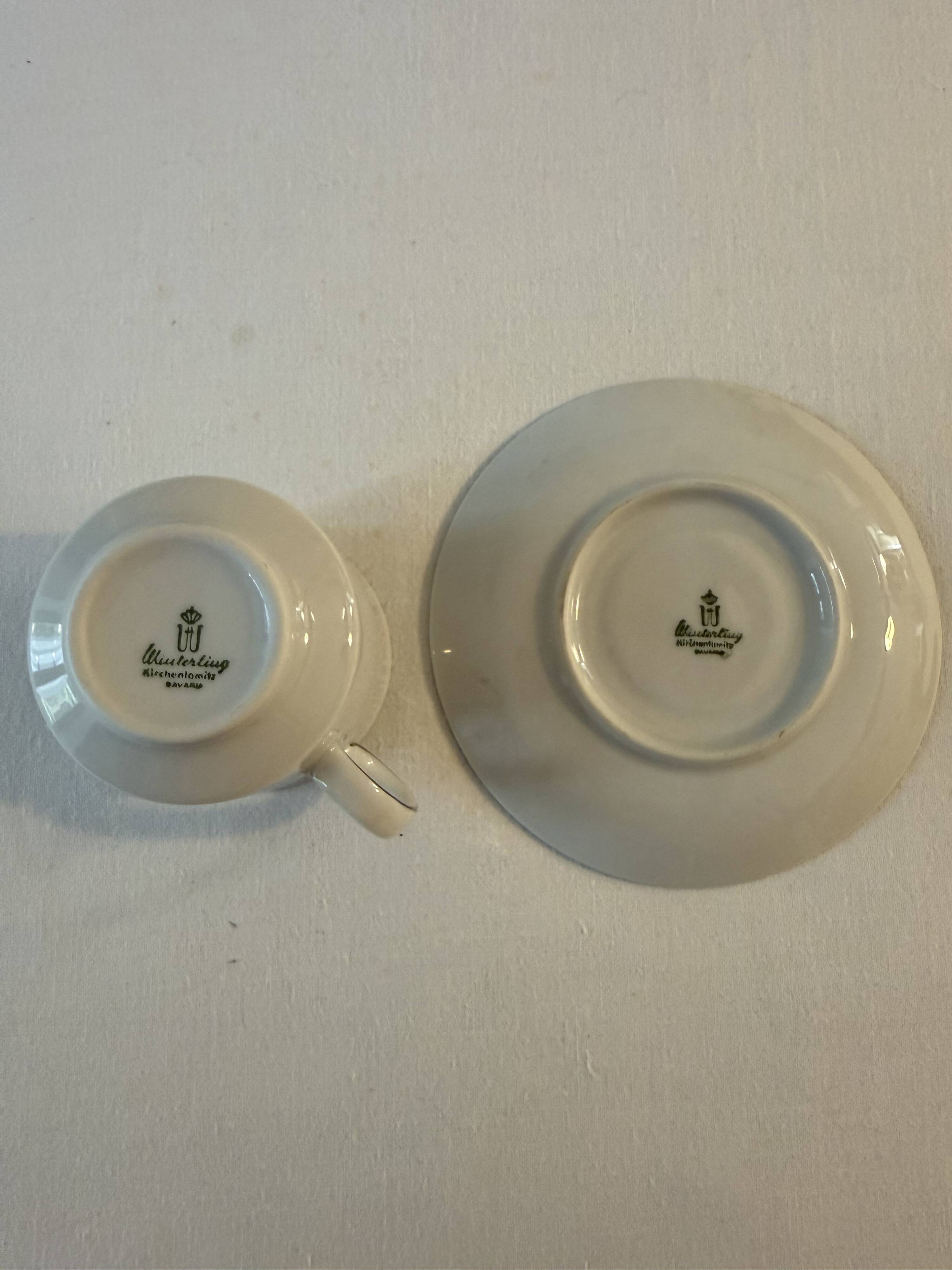 Set of 6 cups and saucers in porcelain Winterling Bavaria