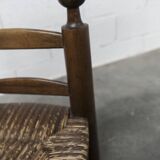 Brutalist children's chair by Charles Doudouyt 1960 oak and wicker