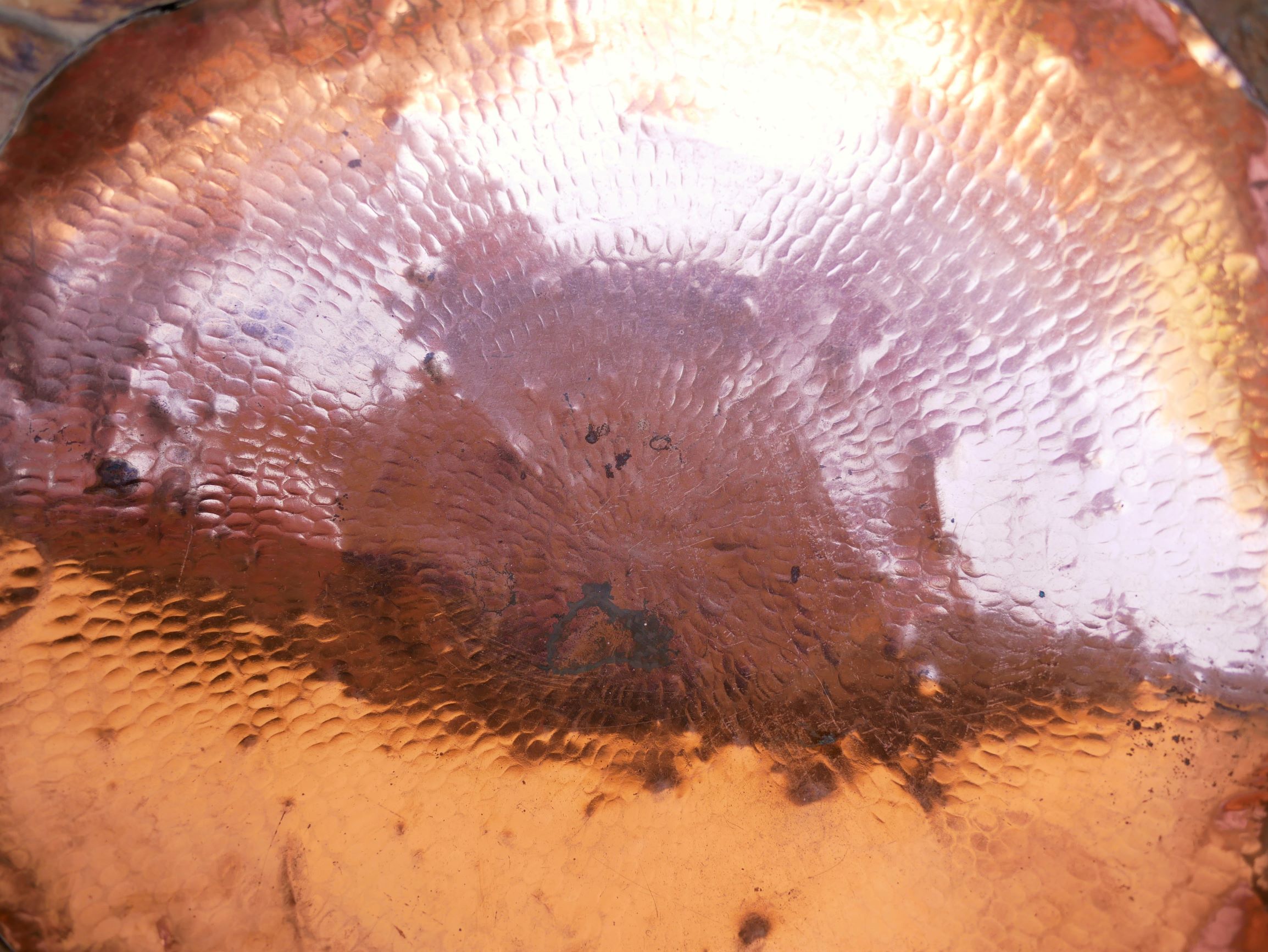 Empty wooden and copper pocket