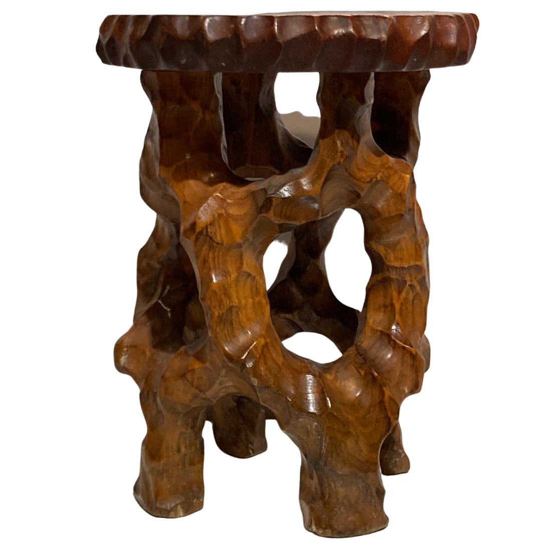 Organic biomorphic wabi sabi brutalist side table or stool
