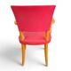 Vintage bridge armchair in wood and red faux leather, 1950s.