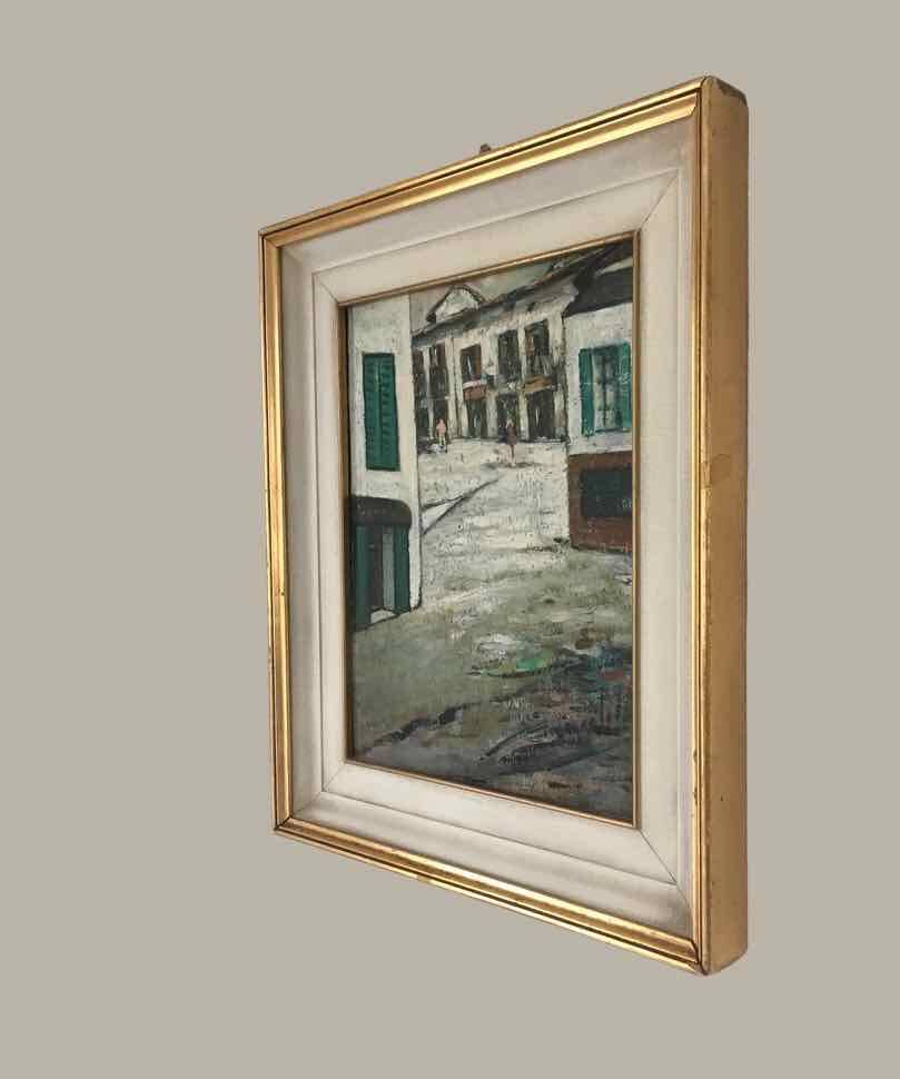 Tableau ancien village italien années 40