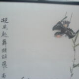 Framed chinese painting on silk, swallows flying on cherry blossoms, south china xx°
