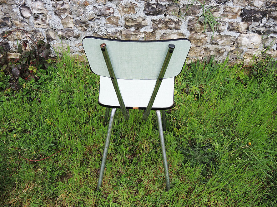 4 old chairs in sky blue formica