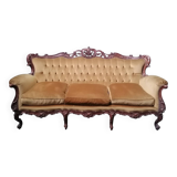 Divano barocco in velluto dorato, anni '50