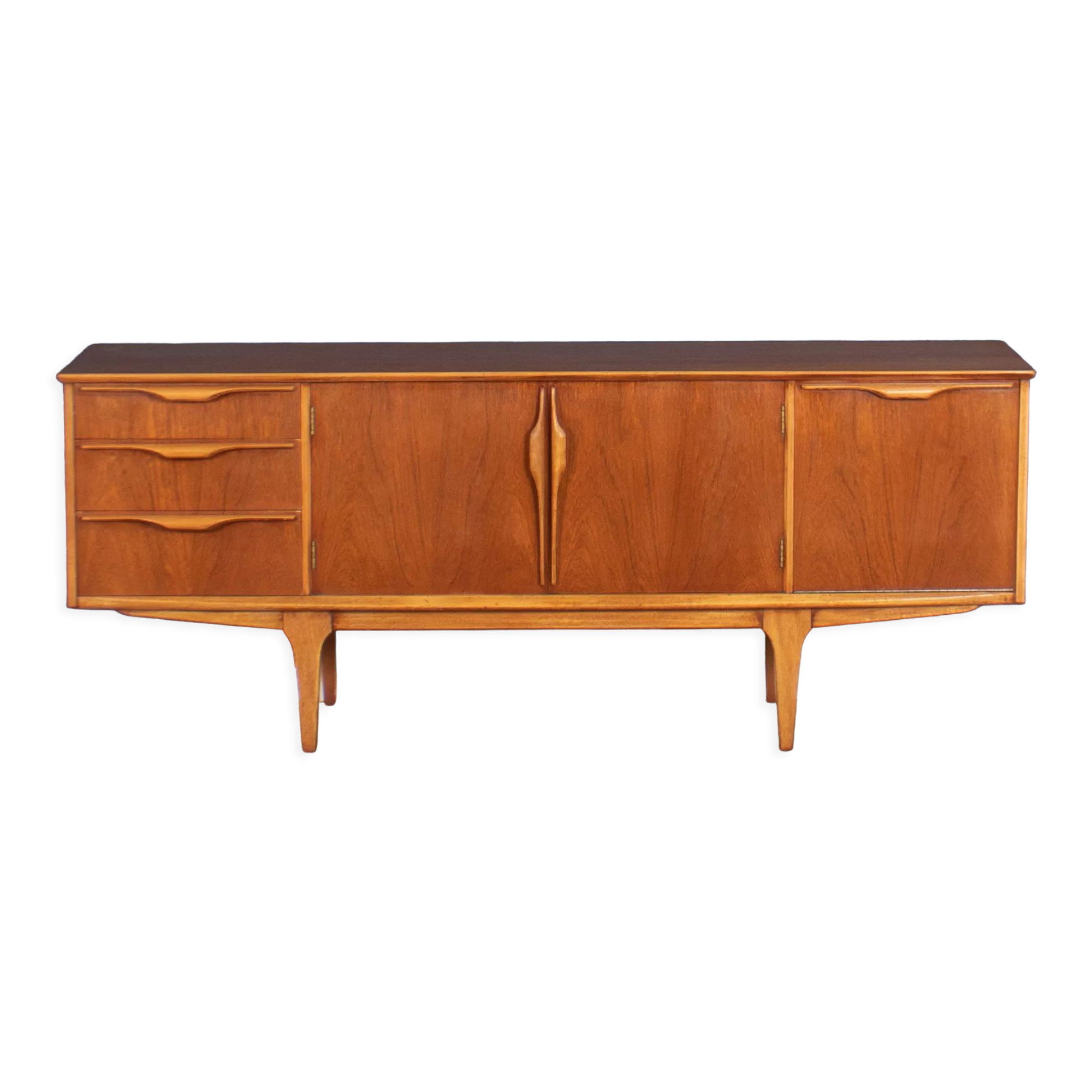 Retro 1960s teak jentique mid century sideboard with folded handles