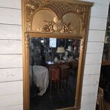 Art Deco gilded trumeau, bevelled mirror
