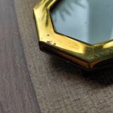 Mini octagonal photo frame in gold metal and vintage glass
